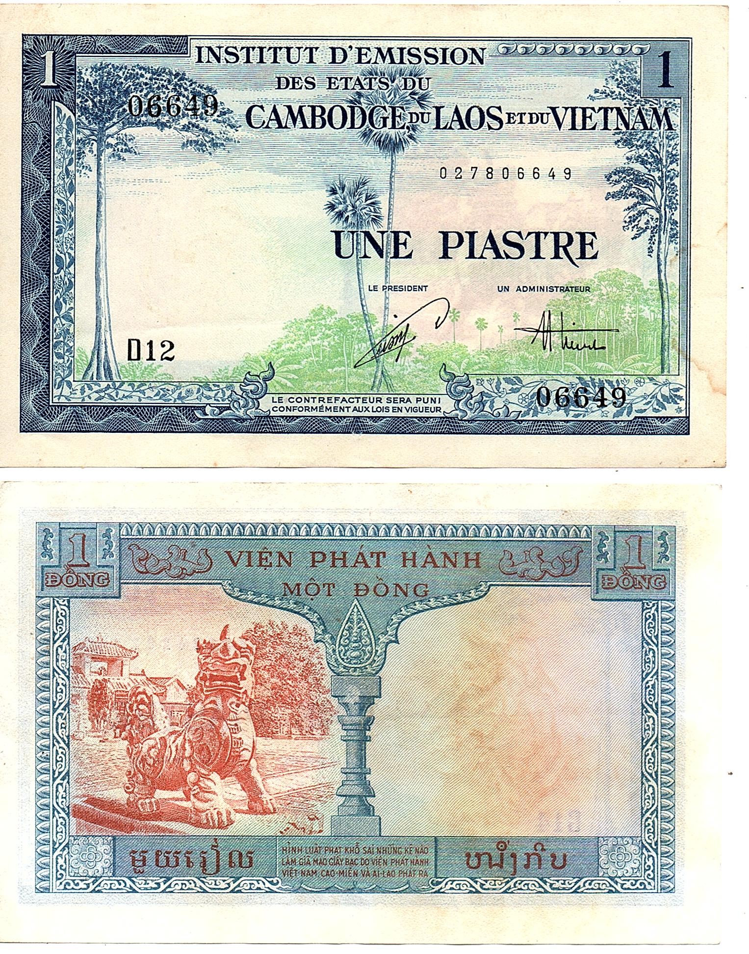 French Indochina #105/VF  1 Piastre / Đồng / Riel / Kip